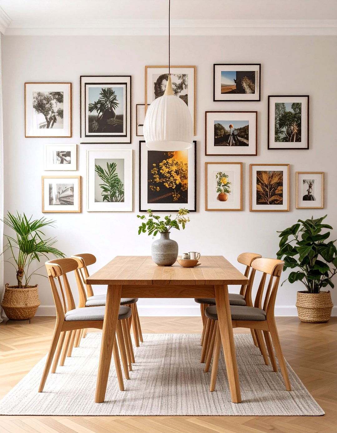 A Dining Room with a Gallery Wall - 30 apartment dining room ideas