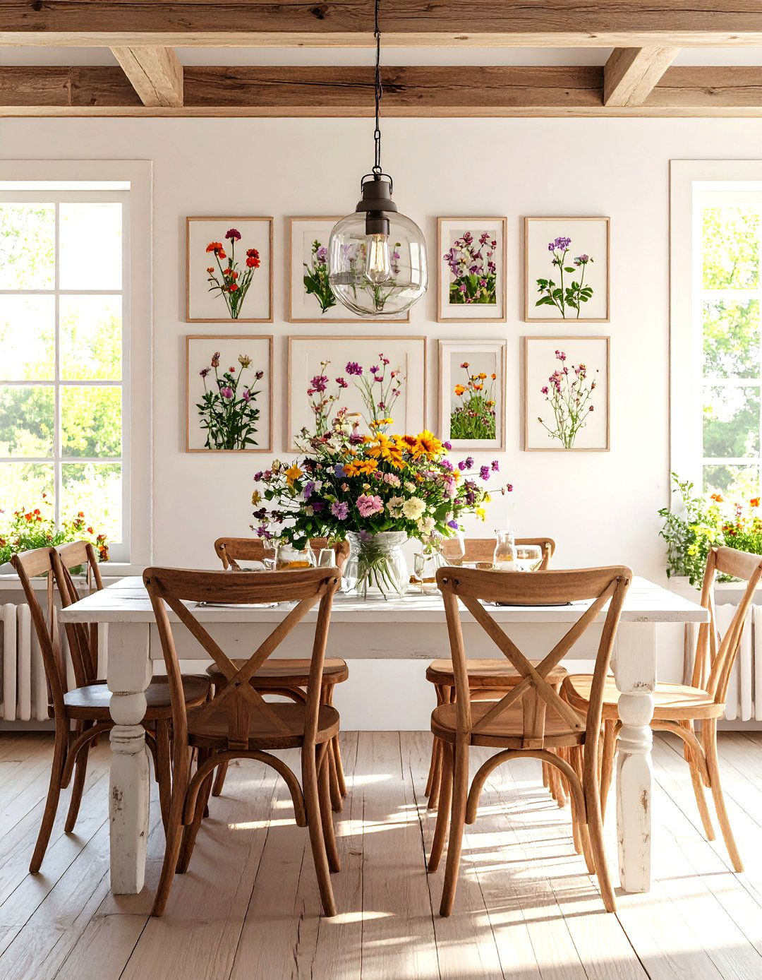 A Dining Room with a Pressed Flower Collection - 30 dining room wall art ideas