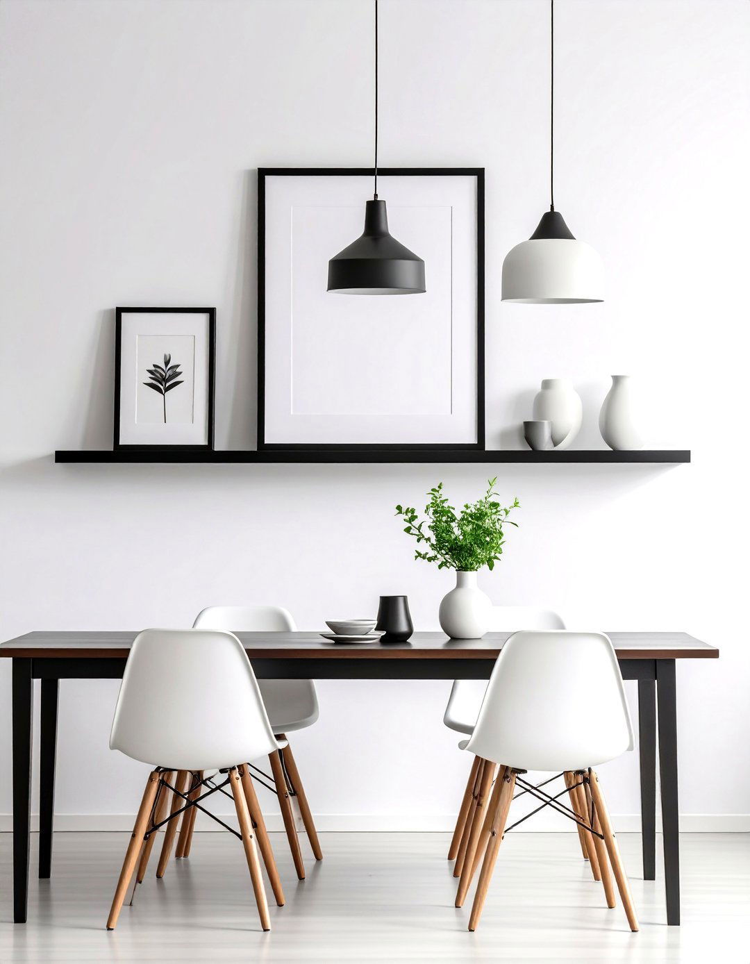 A Dining Room with a Single Floating Shelf Display - 30 dining room wall art ideas