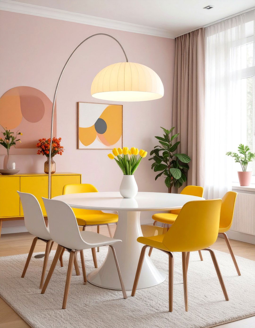 A Dining Room with an Iconic Tulip Table - 30 mcm interior design ideas