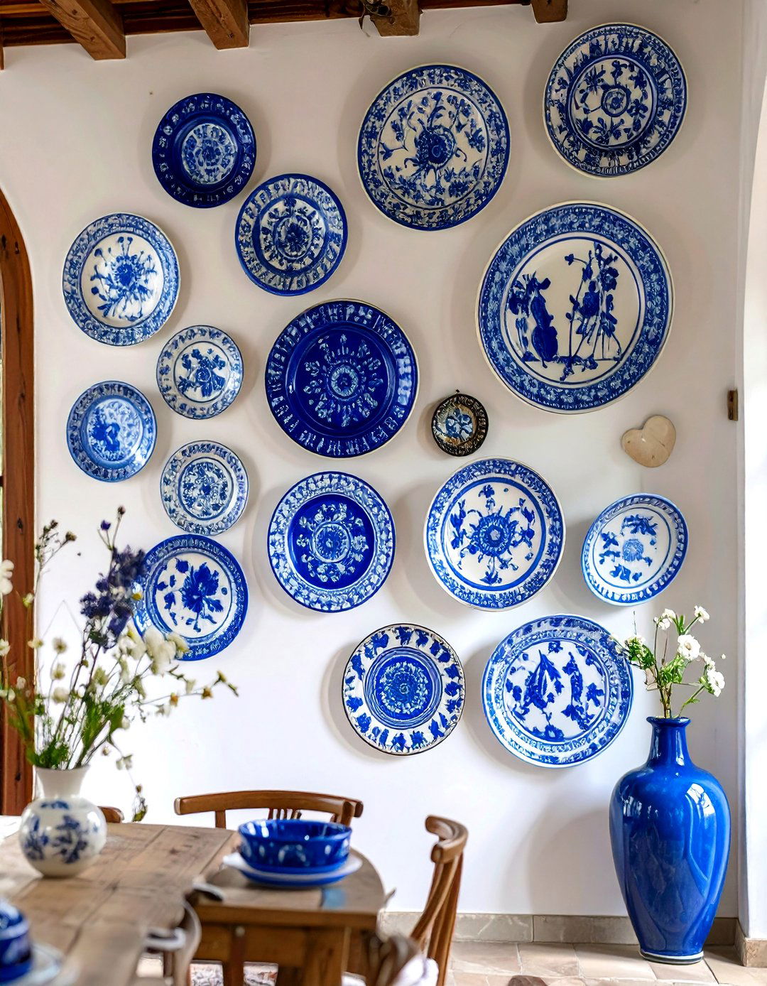 A Display of Decorative Plates - 30 wall decoration ideas for living room