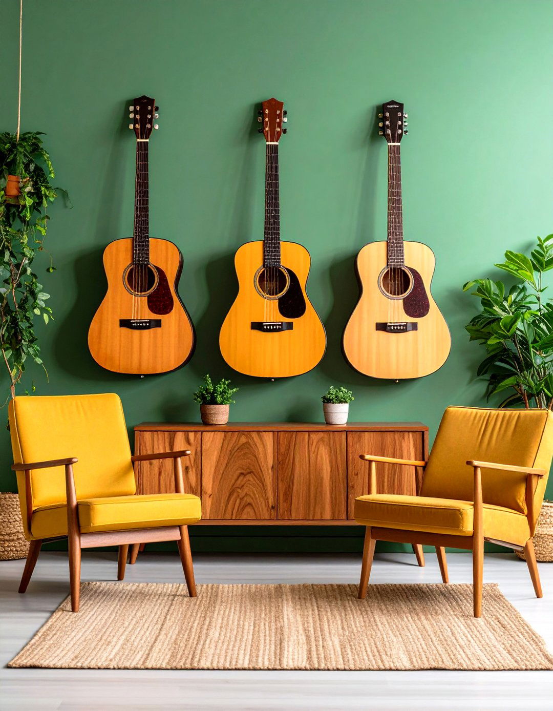 A Display of Musical Instruments - 30 family room wall decor ideas