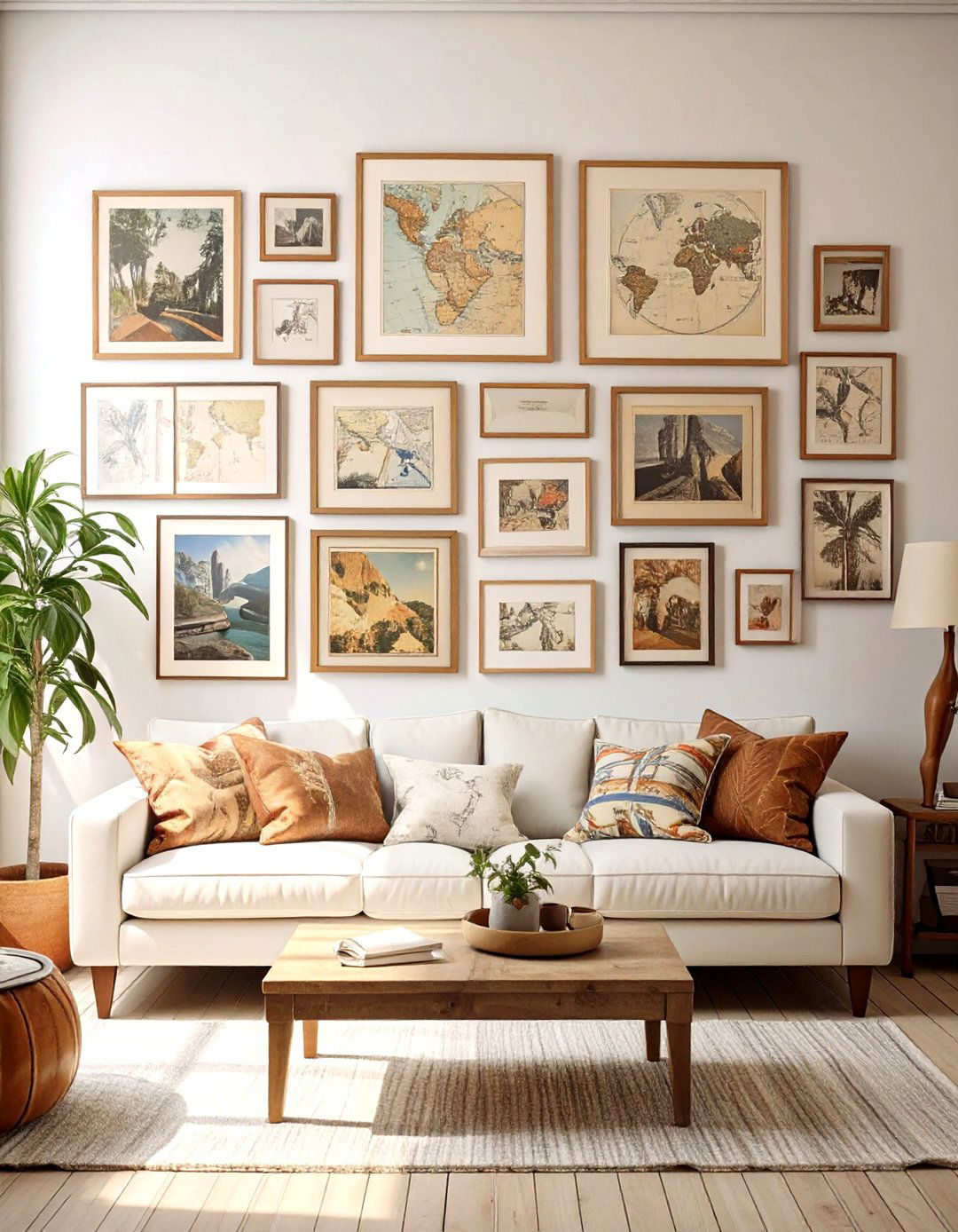 A Display of Vintage Posters - 30 creative living room wall decor ideas