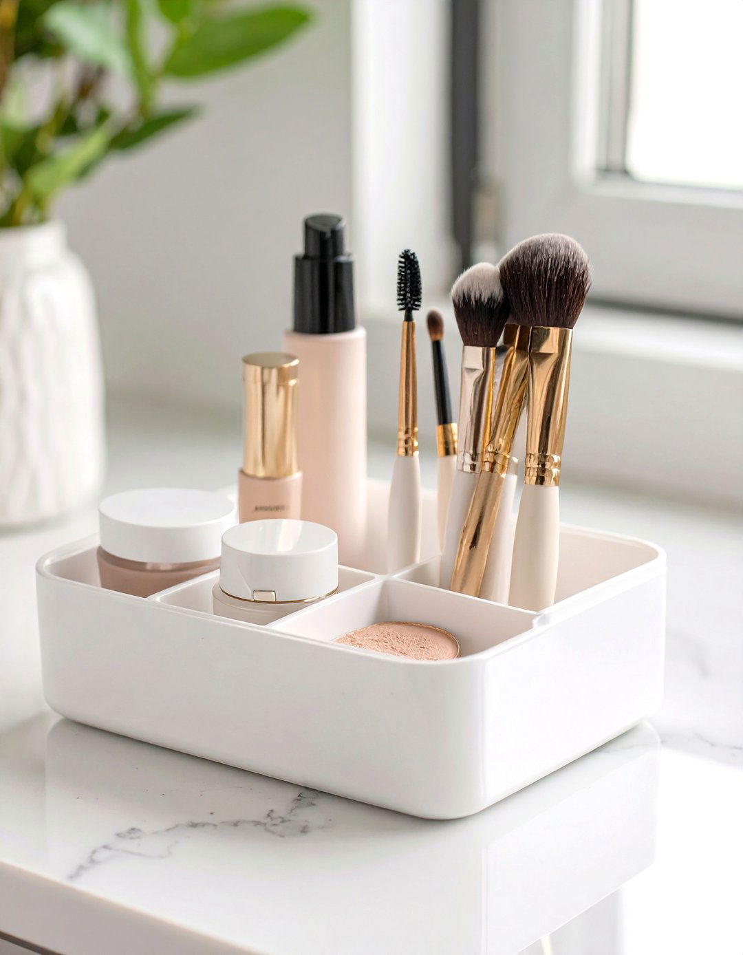 A Divided Caddy for Daily Essentials - 30 vanity organization ideas