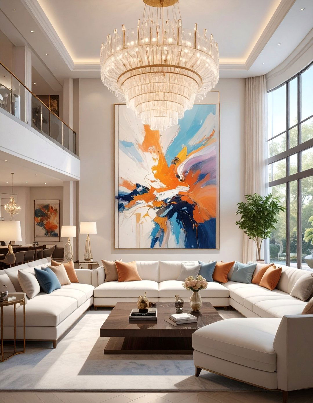 A Double Height Living Room with Art - 30 asymmetrical balance in interior design ideas