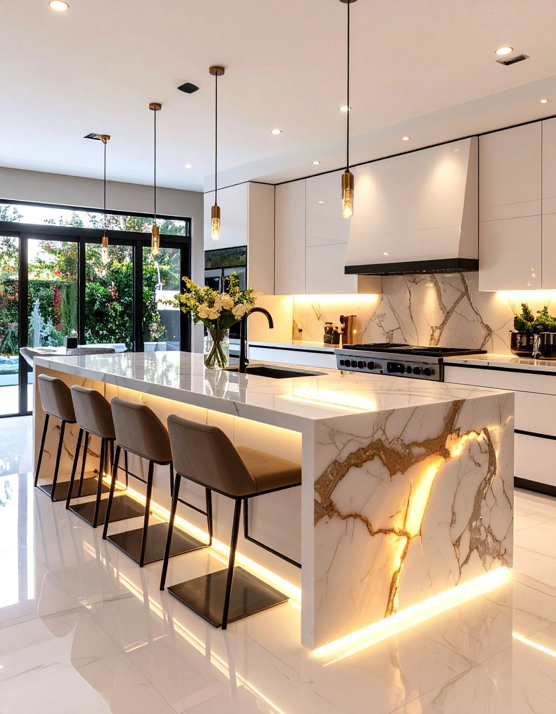 A Dramatic Backlit Onyx Bar - 30 kitchen bar ideas
