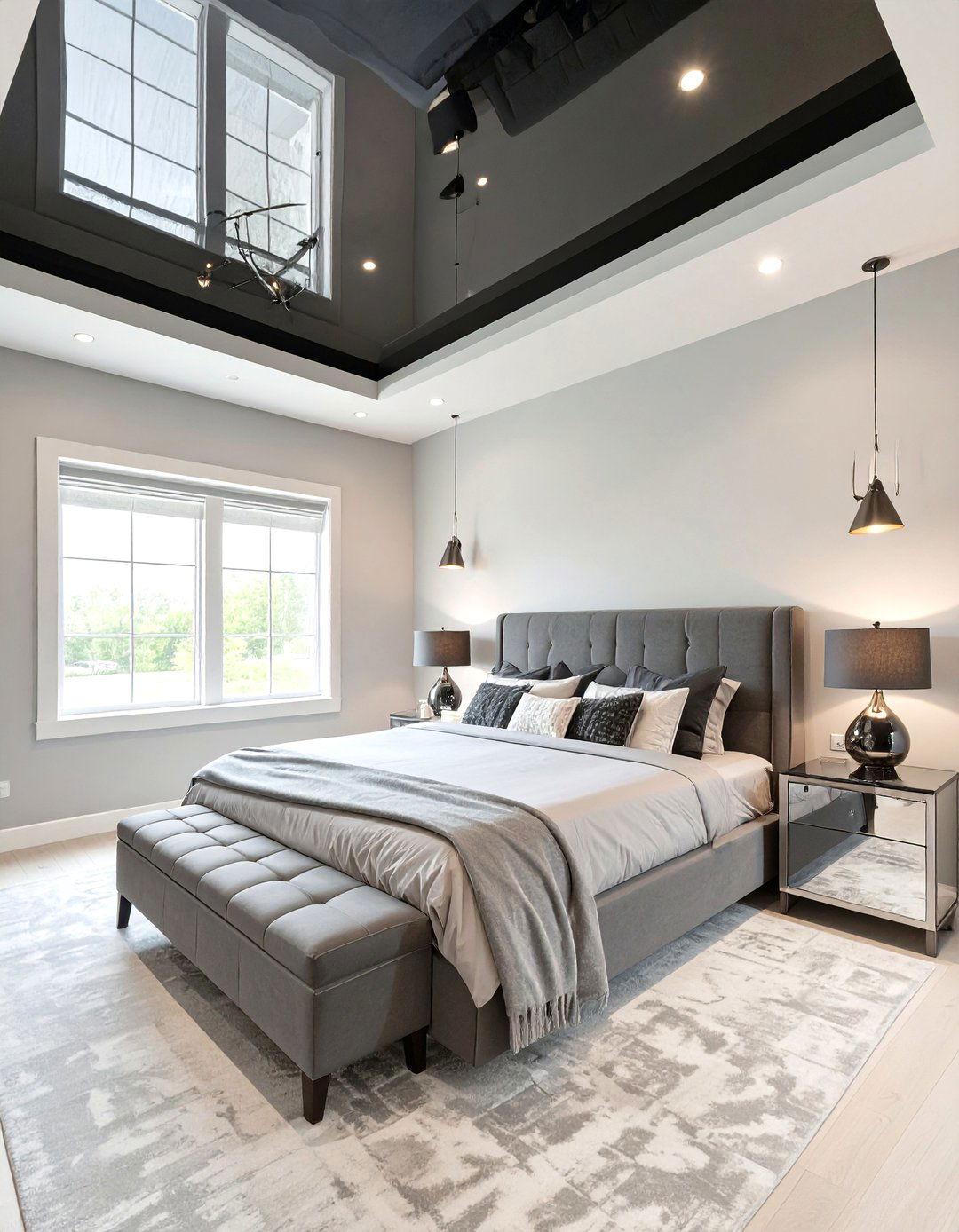 A Dramatic Black Lacquer Bedroom Ceiling - 30 master bedroom tray ceiling ideas