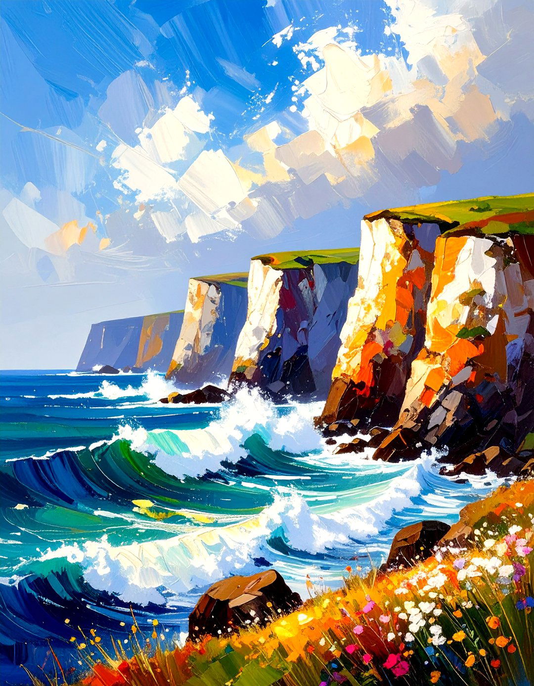A Dramatic Coastal Cliff Scene - 30 landscape painting ideas
