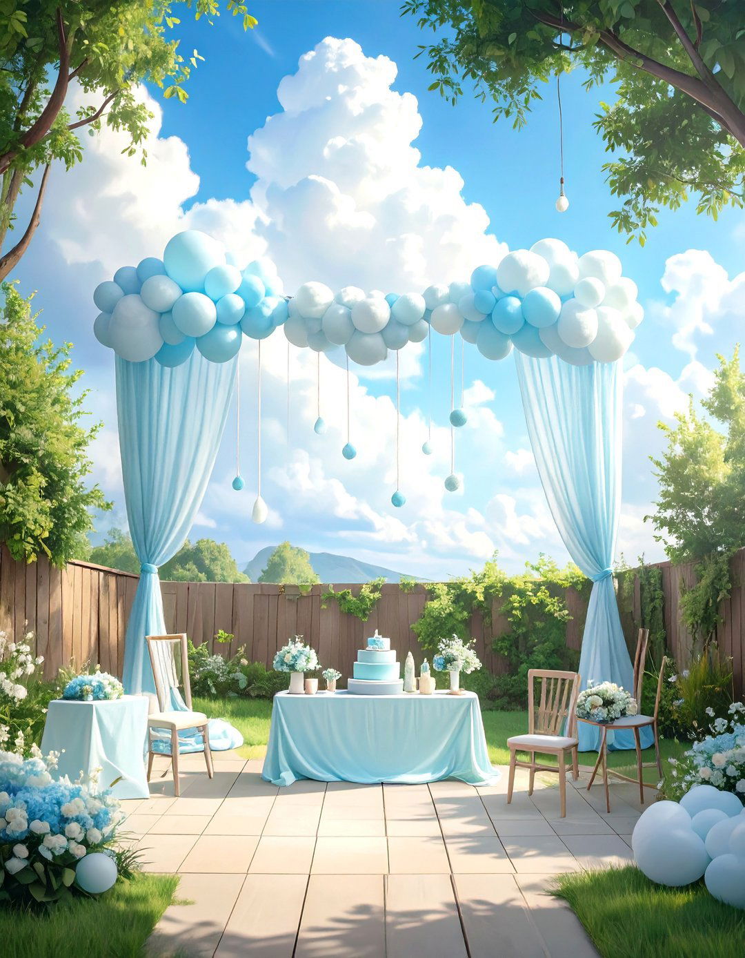 A Dream Big Little One Cloud Theme - 30 outdoor baby shower ideas