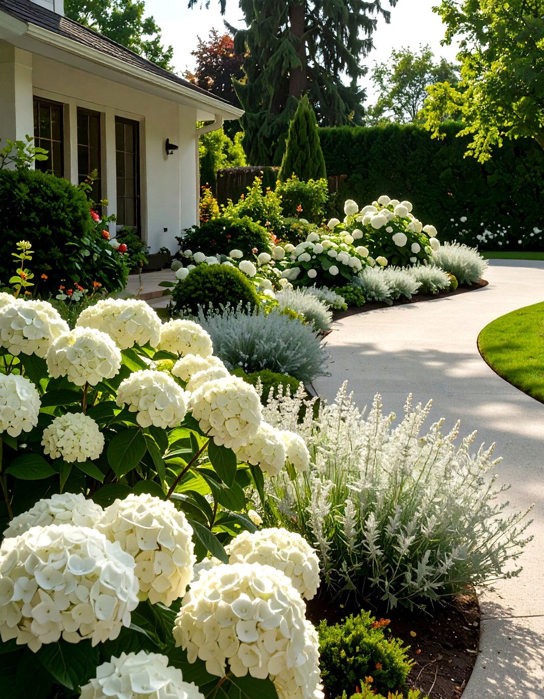 A Driveway with a Monochromatic Scheme - 30 half circle driveway landscape ideas