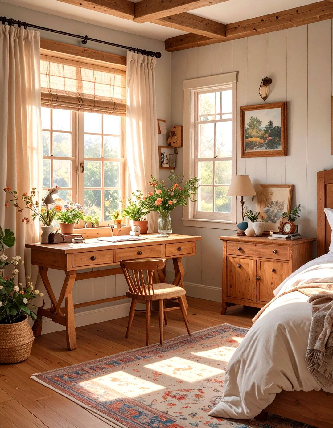 A Drop Leaf Table Against the Wall - 30 small bedroom office combo ideas