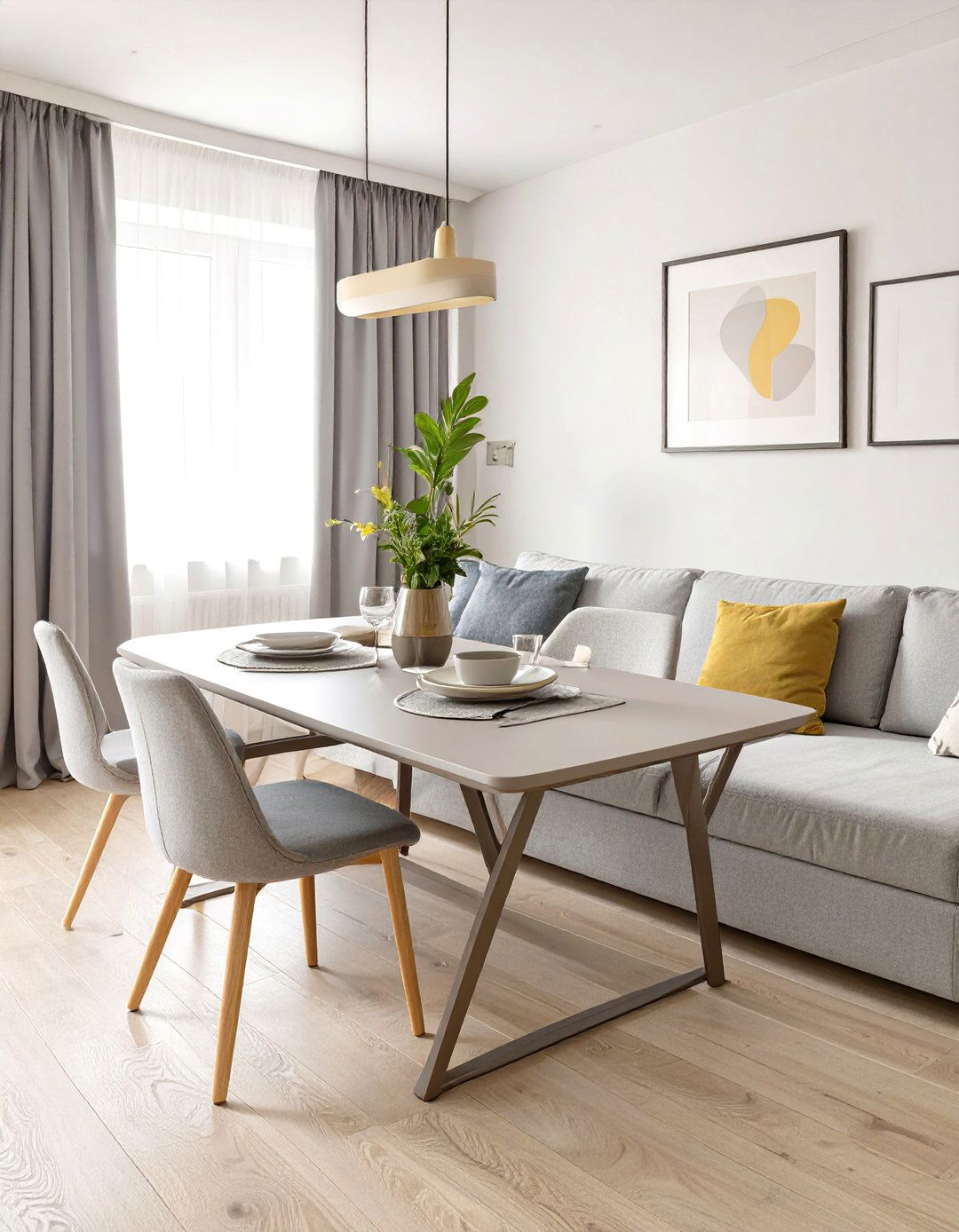 A Drop Leaf Table Behind the Sofa - 30 very small living and dining room ideas