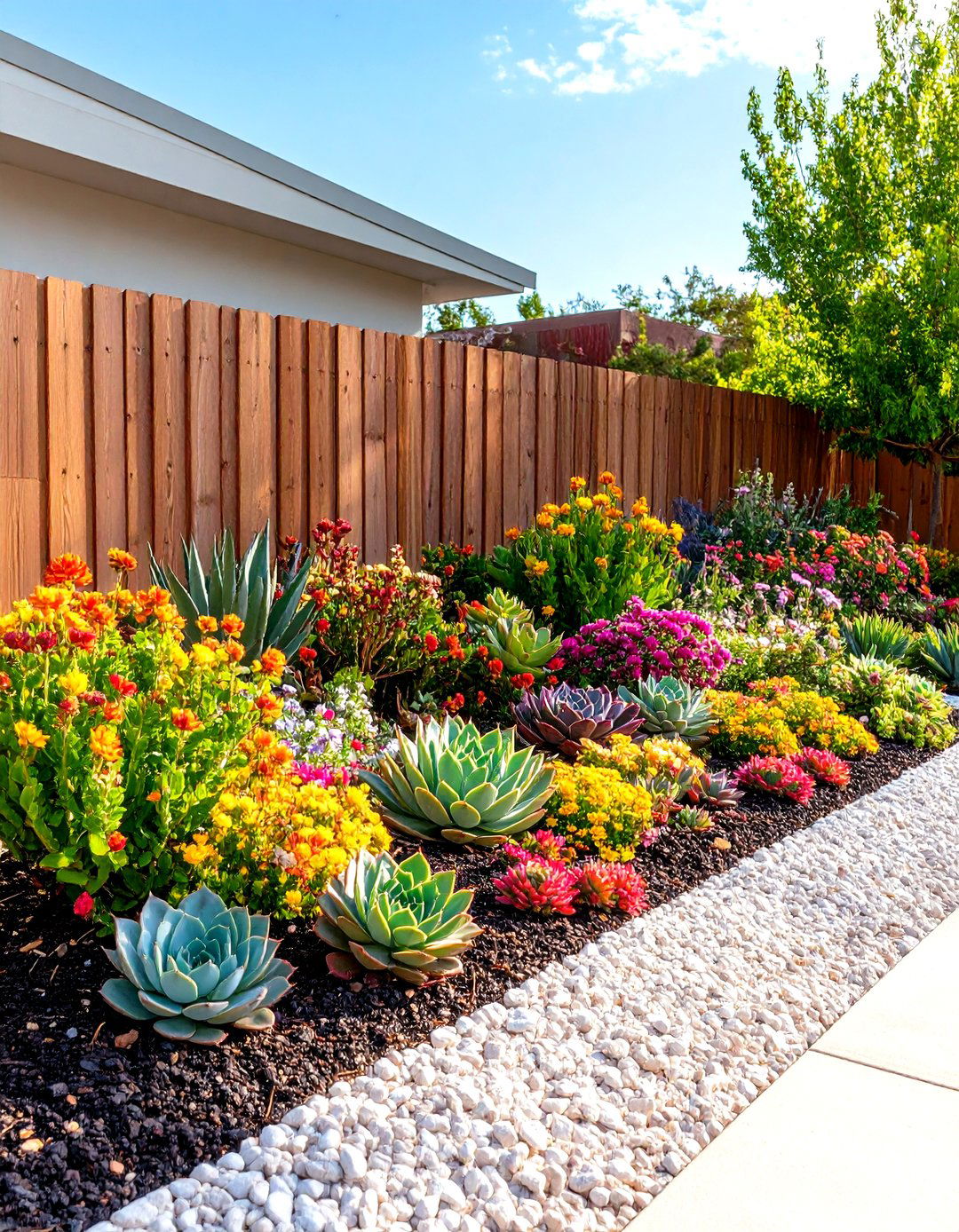 A Drought Tolerant Succulent Display - 30 fence line landscaping ideas