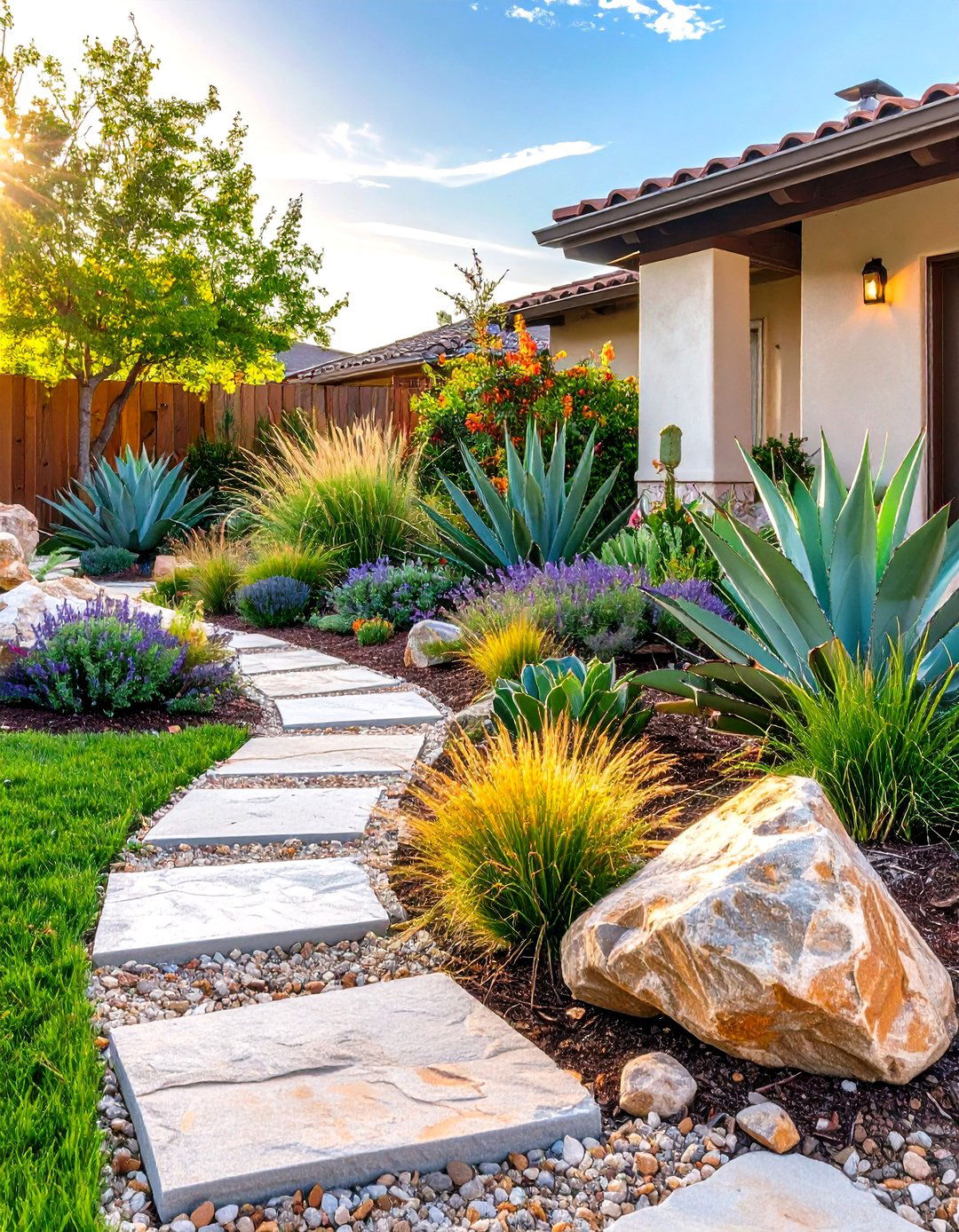 A Drought Tolerant Xeriscape Design - 30 residential landscape design ideas