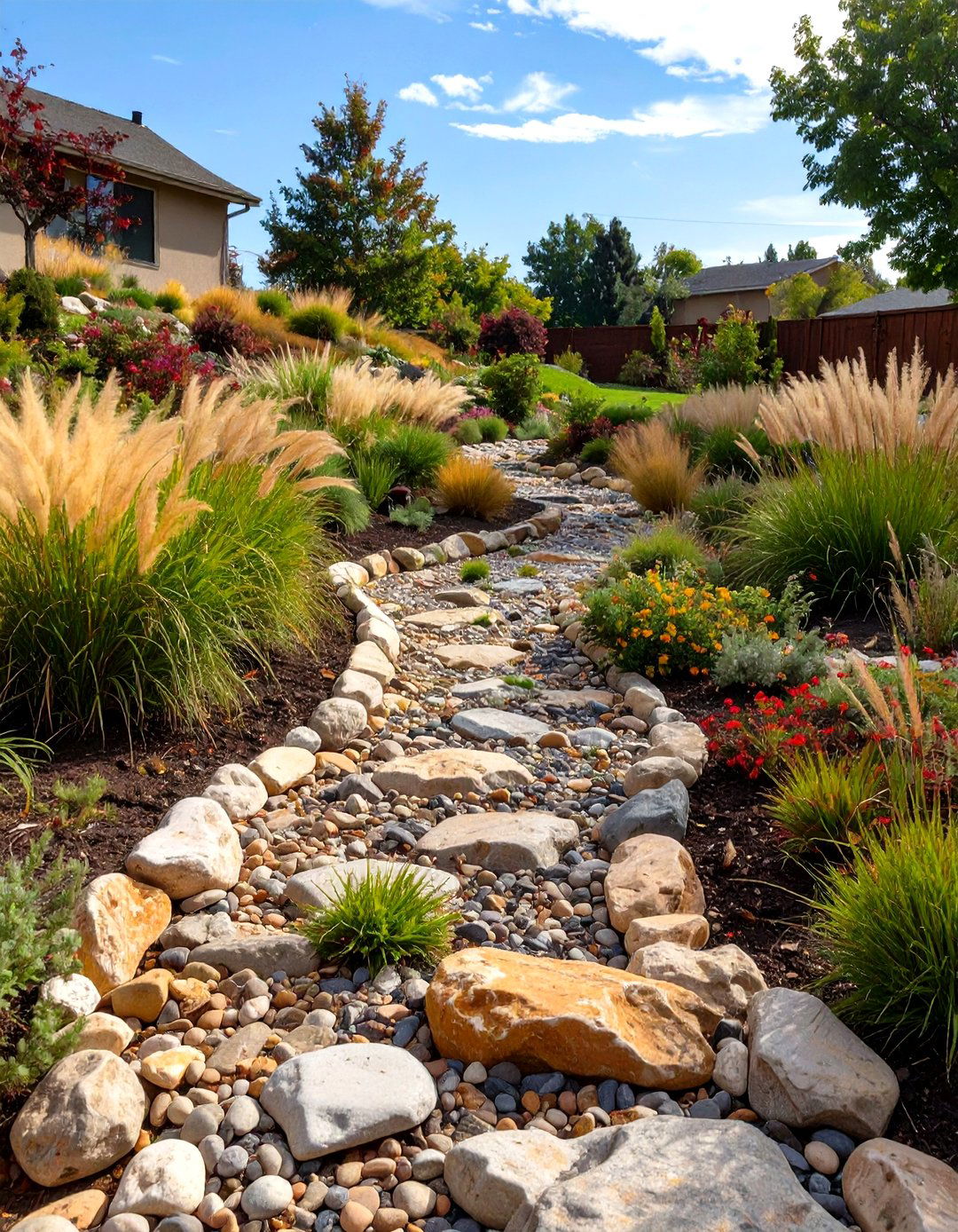 A Dry Creek Bed Rock Garden - 30 low maintenance small rock garden ideas