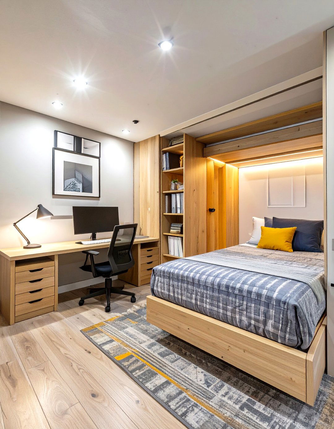 A Dual Purpose Office and Guest Room - 30 basement layout ideas