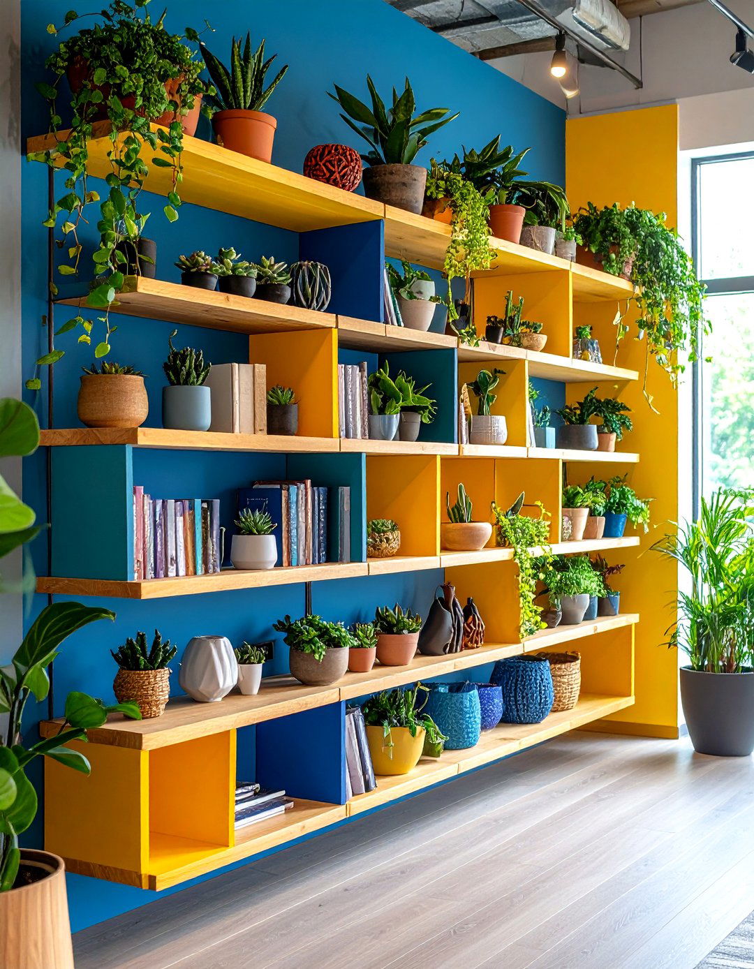 A Dynamic Floating Shelves Arrangement - 30 wall decor ideas