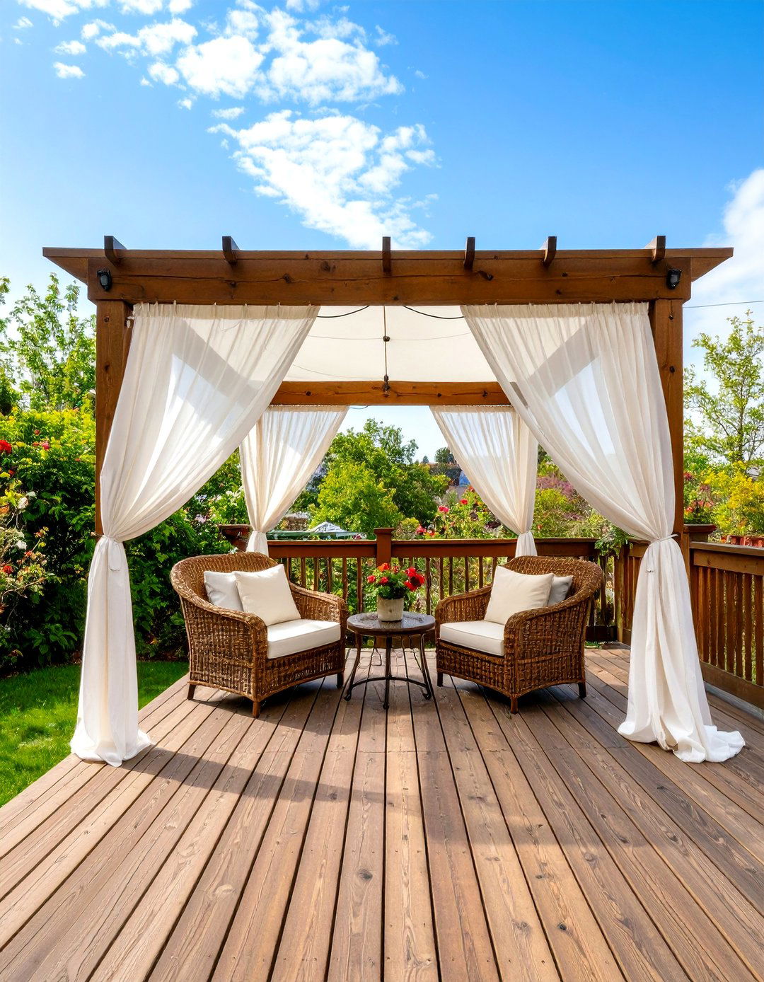 A Fabric Canopied Seating Nook - 30 backyard ideas on a budget