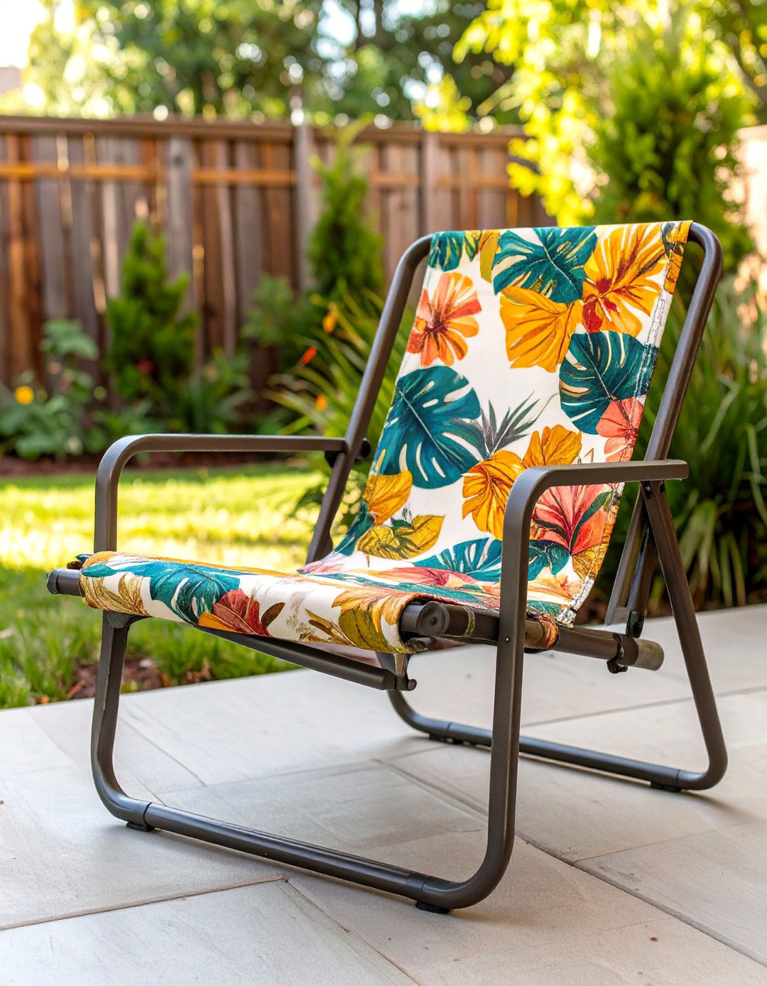 A Fabric Sling Chair Makeover - 30 budget backyard ideas