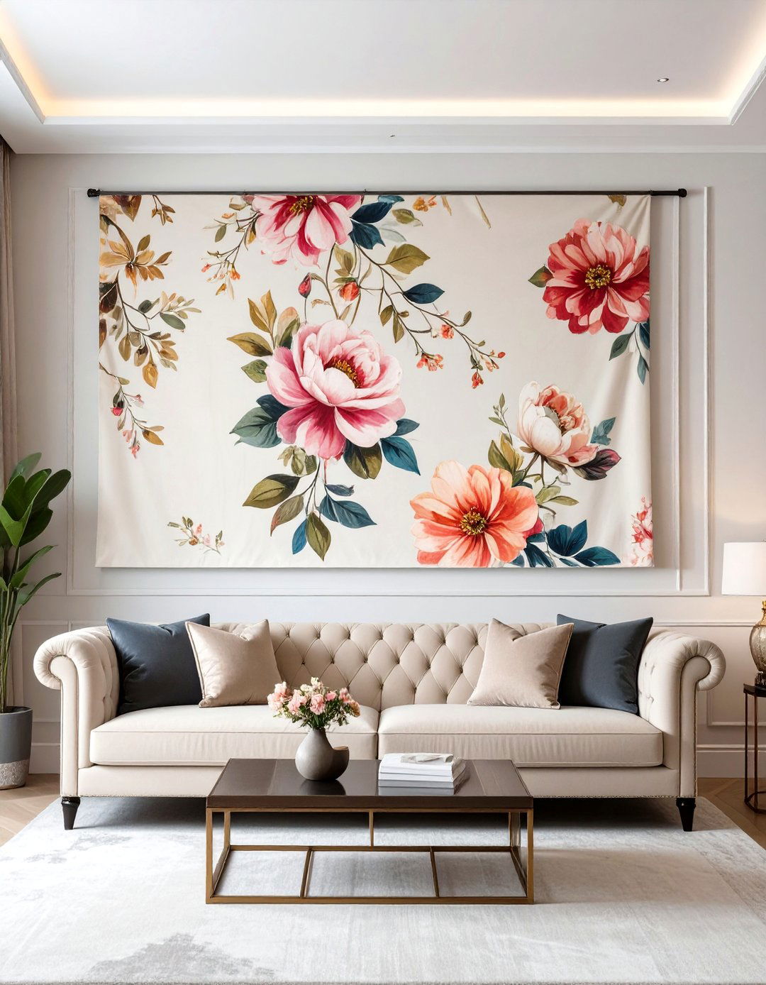 A Fabric or Wallpaper Panel - 30 modern large wall decor ideas for living room
