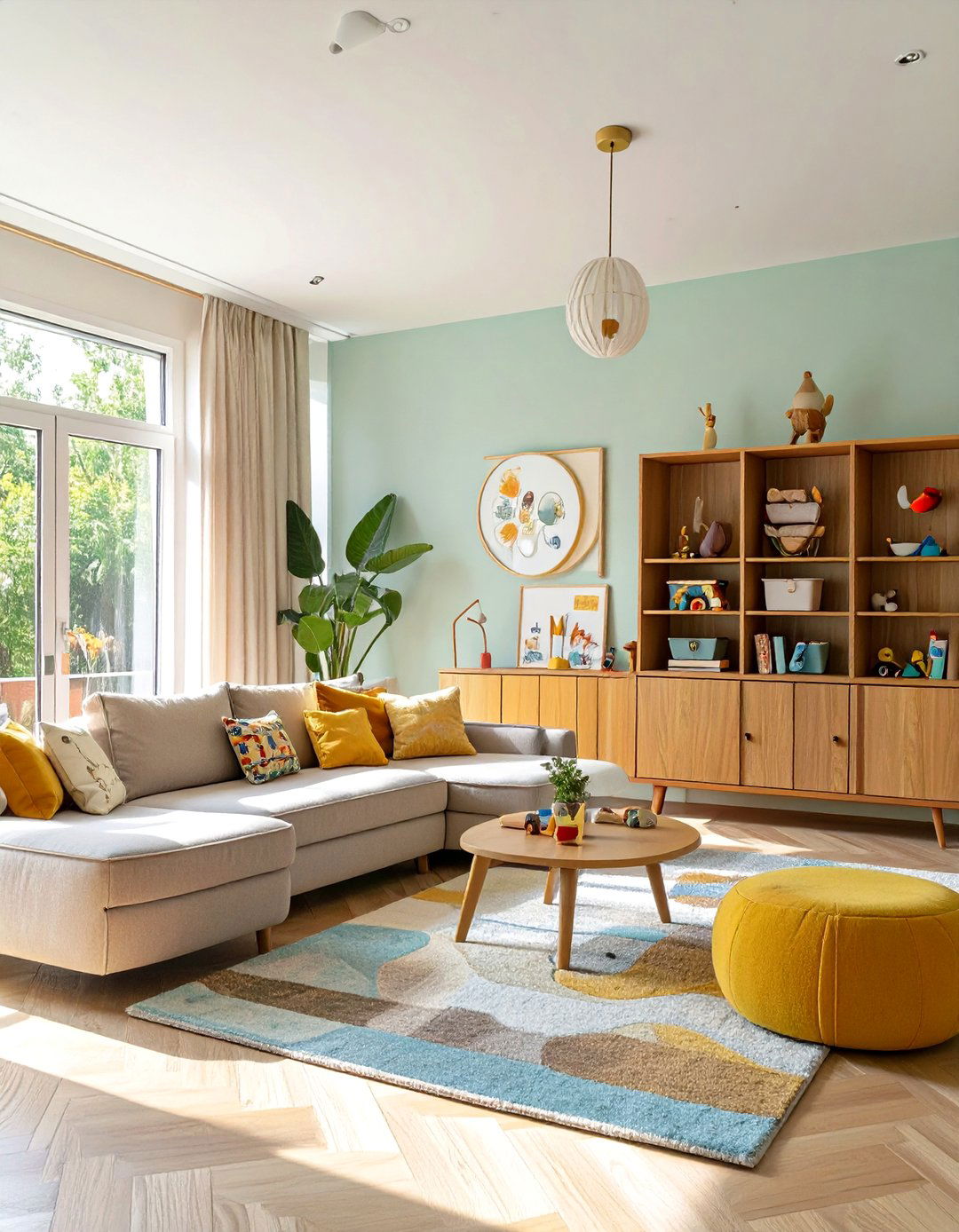 A Family Friendly Durable Living Room - 30 ai mid-century living room ideas