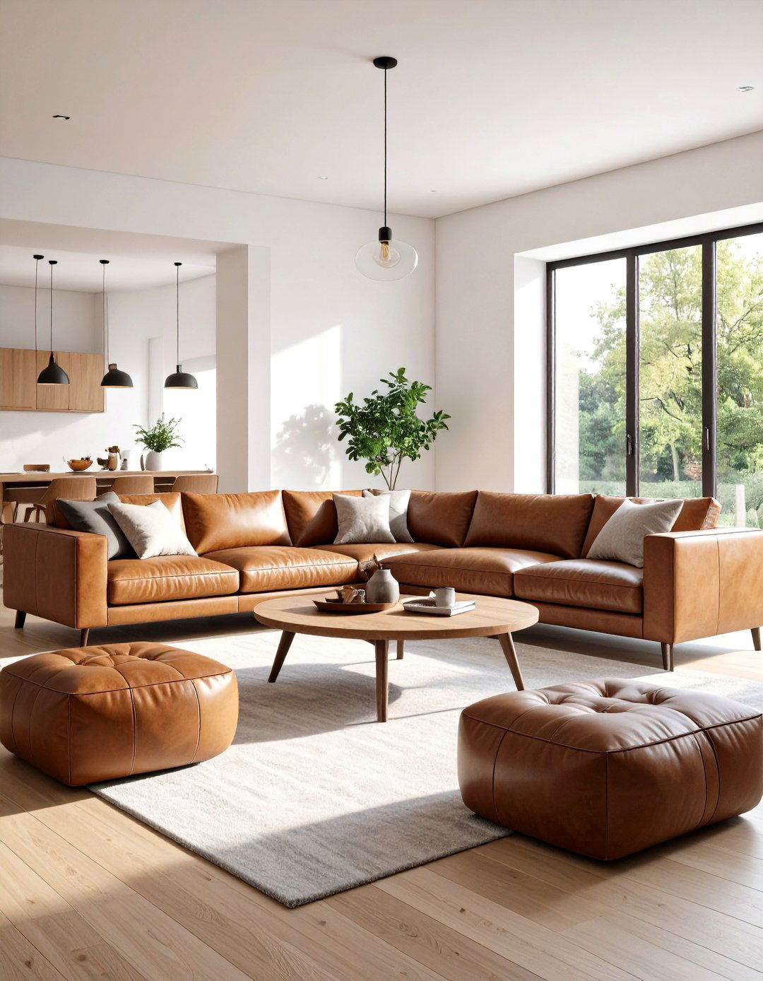 A Family Friendly Living Room with a Sectional - 30 leather couch living room ideas