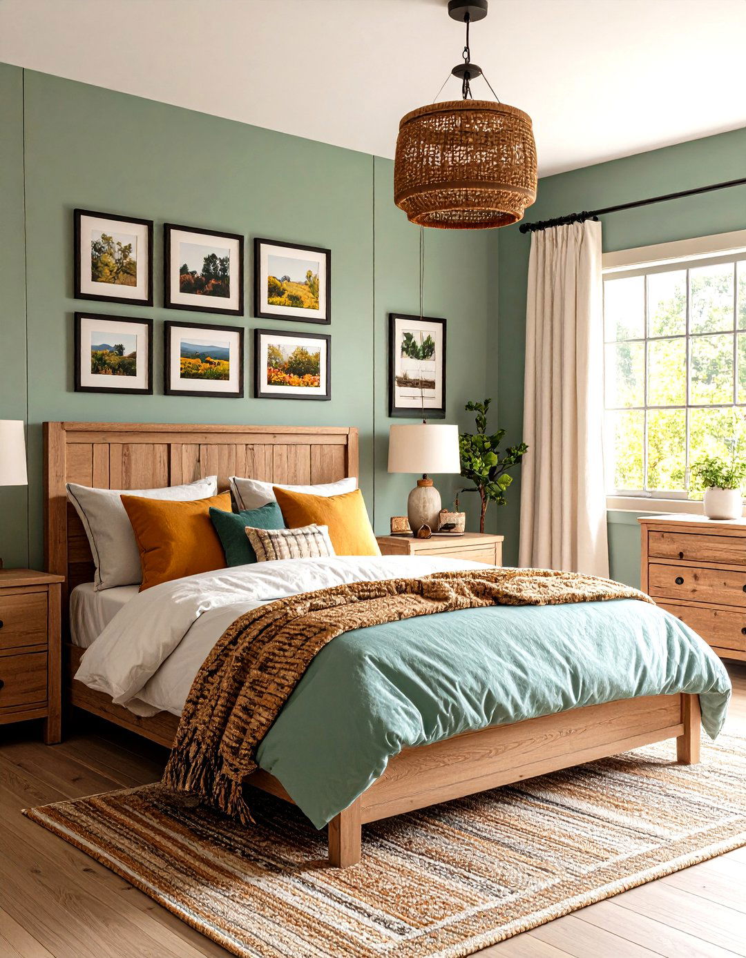 A Farmhouse Bedroom with A Gallery Wall - 30 farmhouse master bedroom ideas