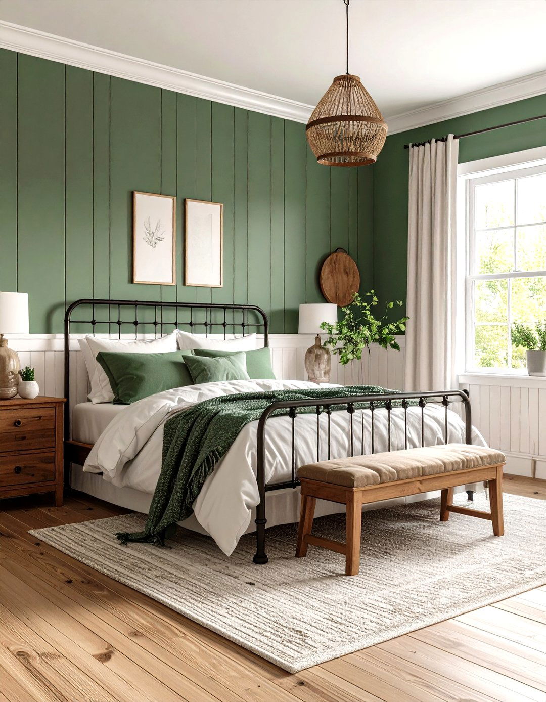 A Farmhouse Bedroom with Board and Batten Walls - 30 farmhouse master bedroom ideas
