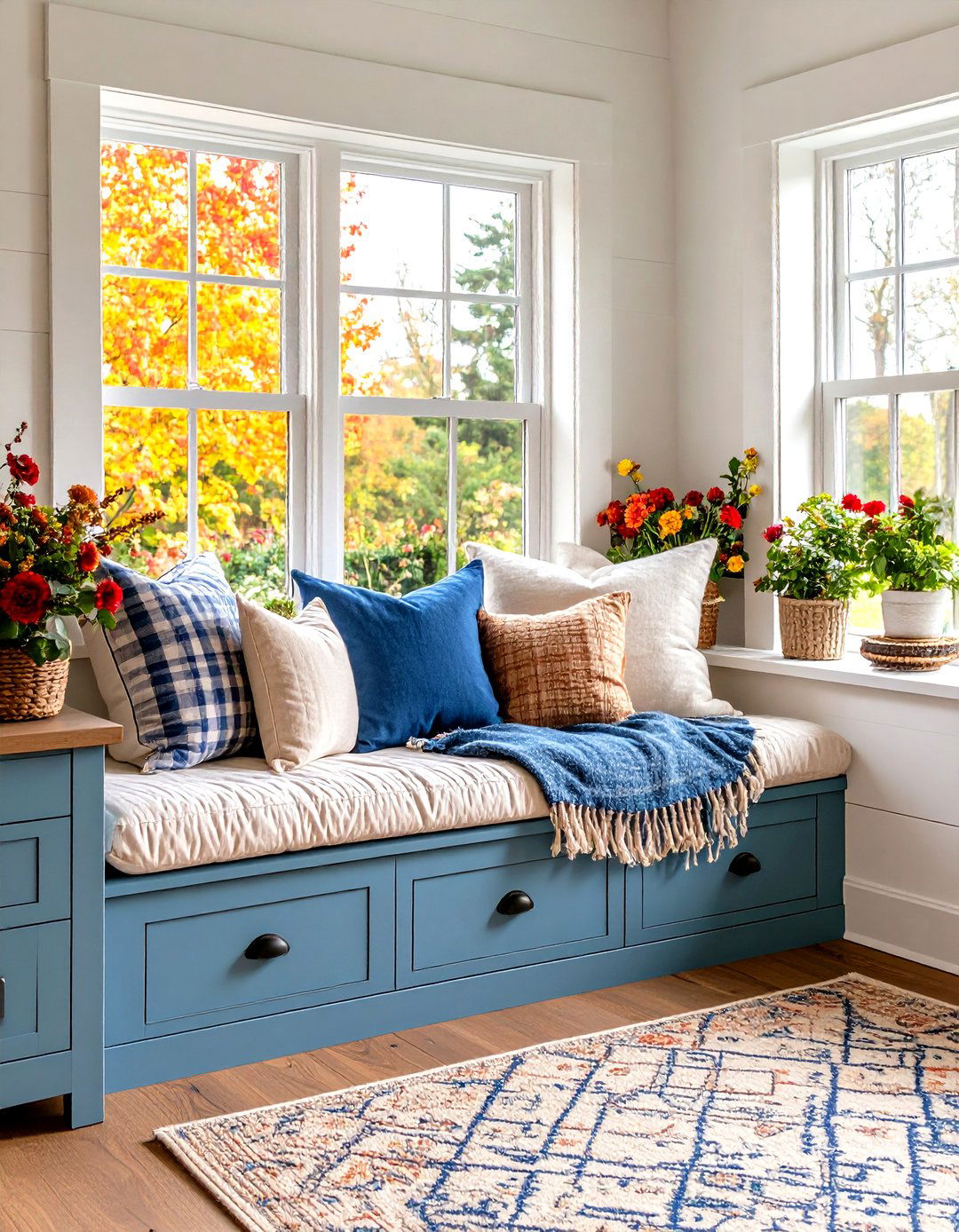 A Farmhouse Bedroom with a Built in Window Seat - 30 farmhouse master bedroom ideas