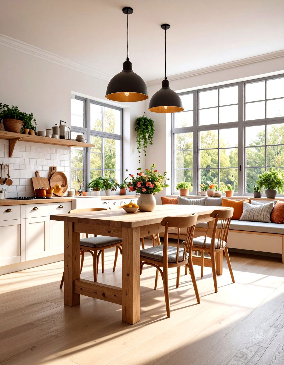 A Farmhouse Kitchen with a Breakfast Nook - 30 farmhouse country kitchen ideas