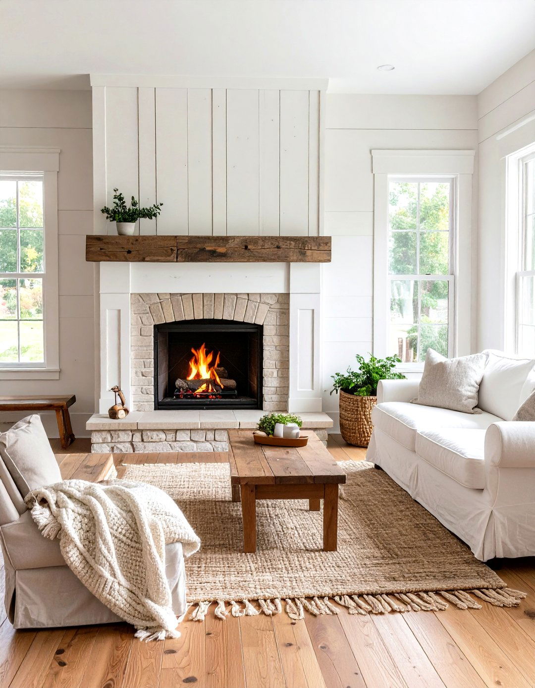 A Farmhouse Living Room Fireplace with Reclaimed Wood - 30 living room fireplace ideas