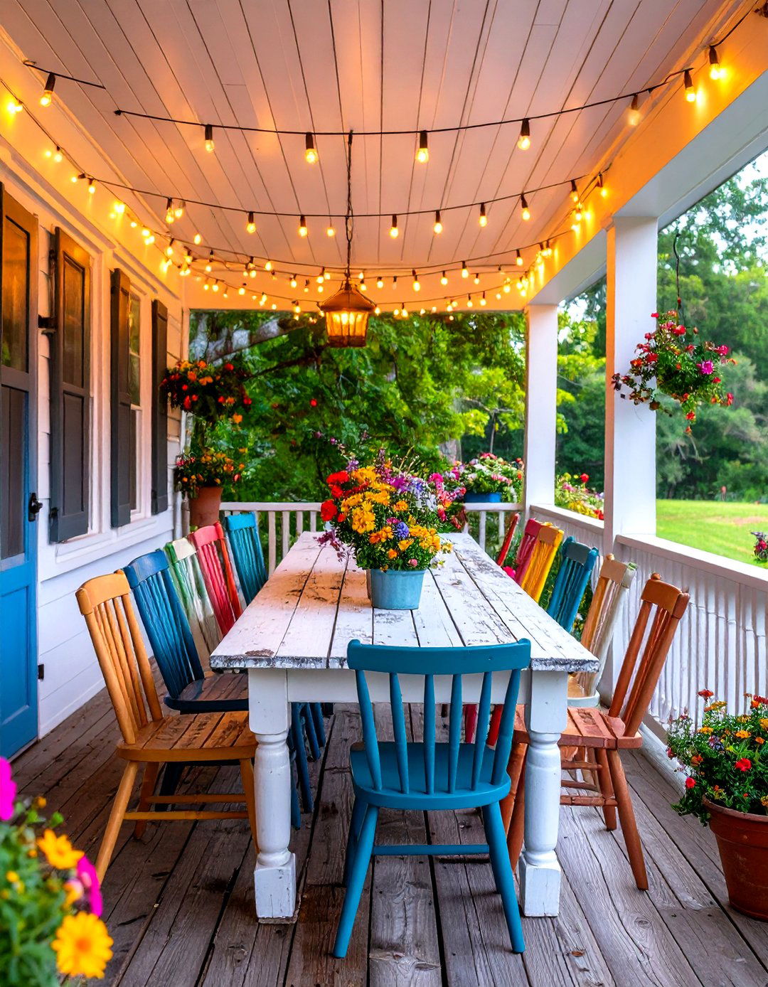 A Farmhouse Porch with a Dining Focus - 30 farmhouse porch ideas