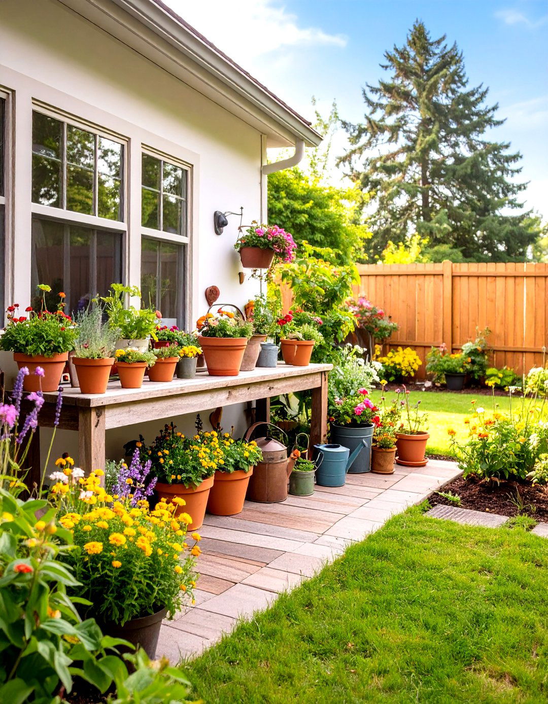 A Farmhouse Style Potting Bench - 30 easy backyard ideas