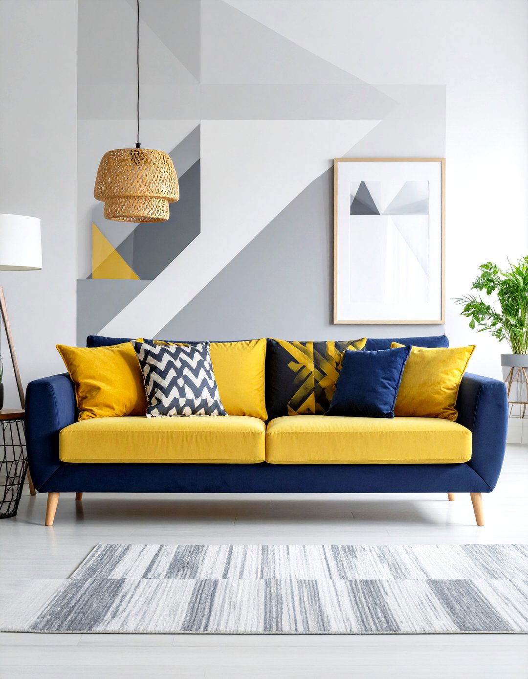 A Feature Wall with Geometric Paint - 30 room decor inspo ideas