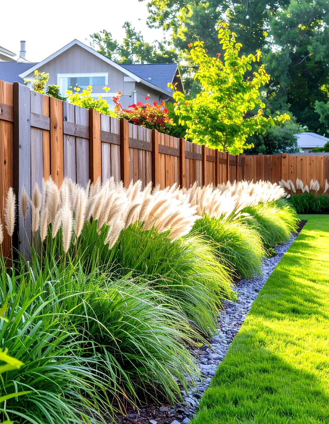 A Fence Line Barrier Garden - 30 dog friendly backyard ideas on a budget