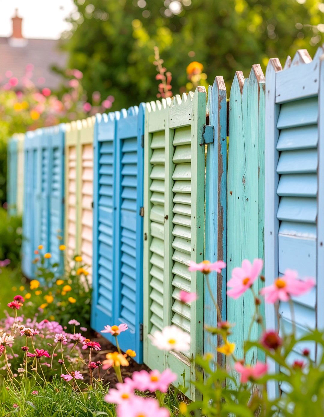 A Fence from Old Shutters - 30 low cost garden fence designs
