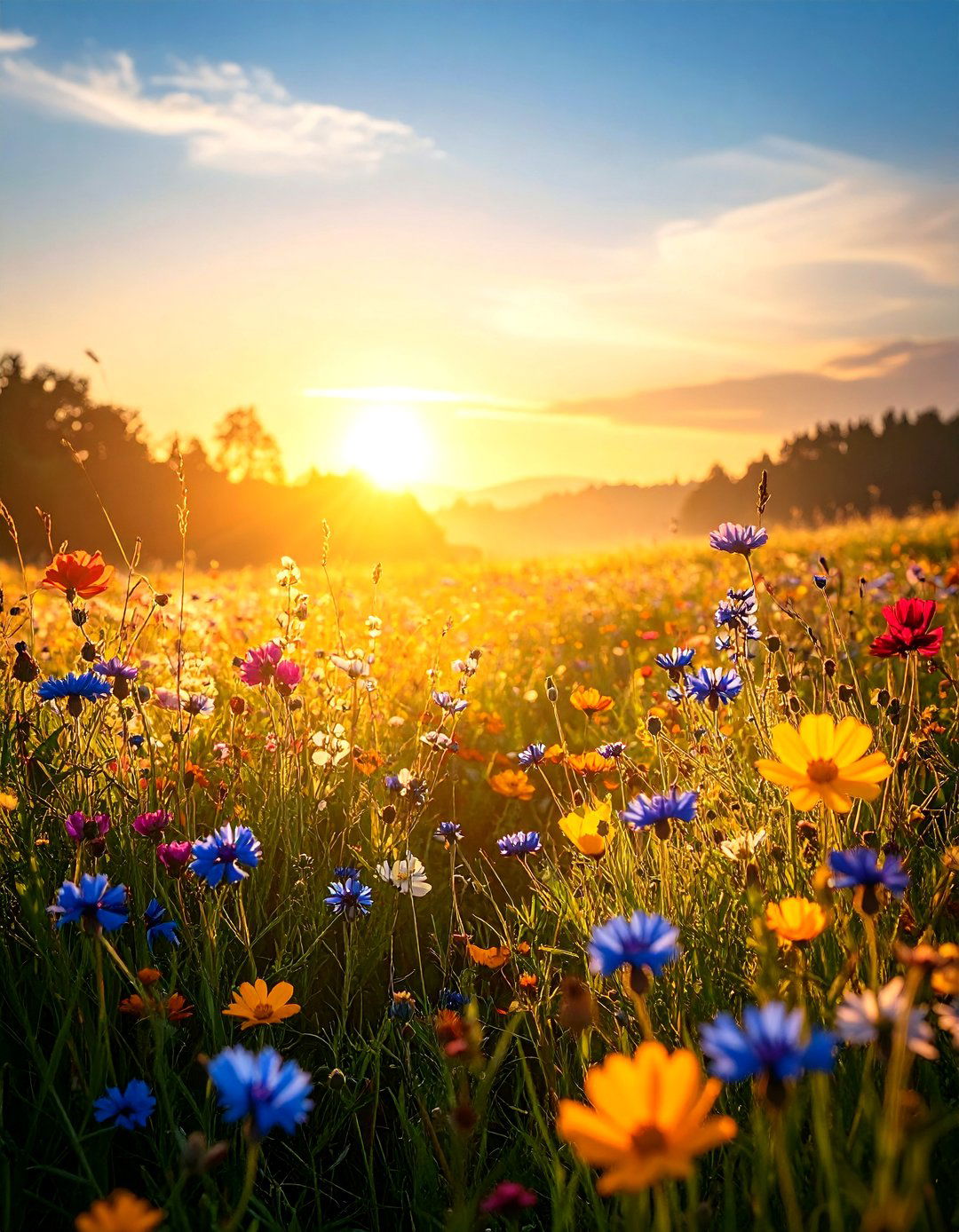 A Field of Wildflowers at Sunrise - 30 landscape drawing ideas
