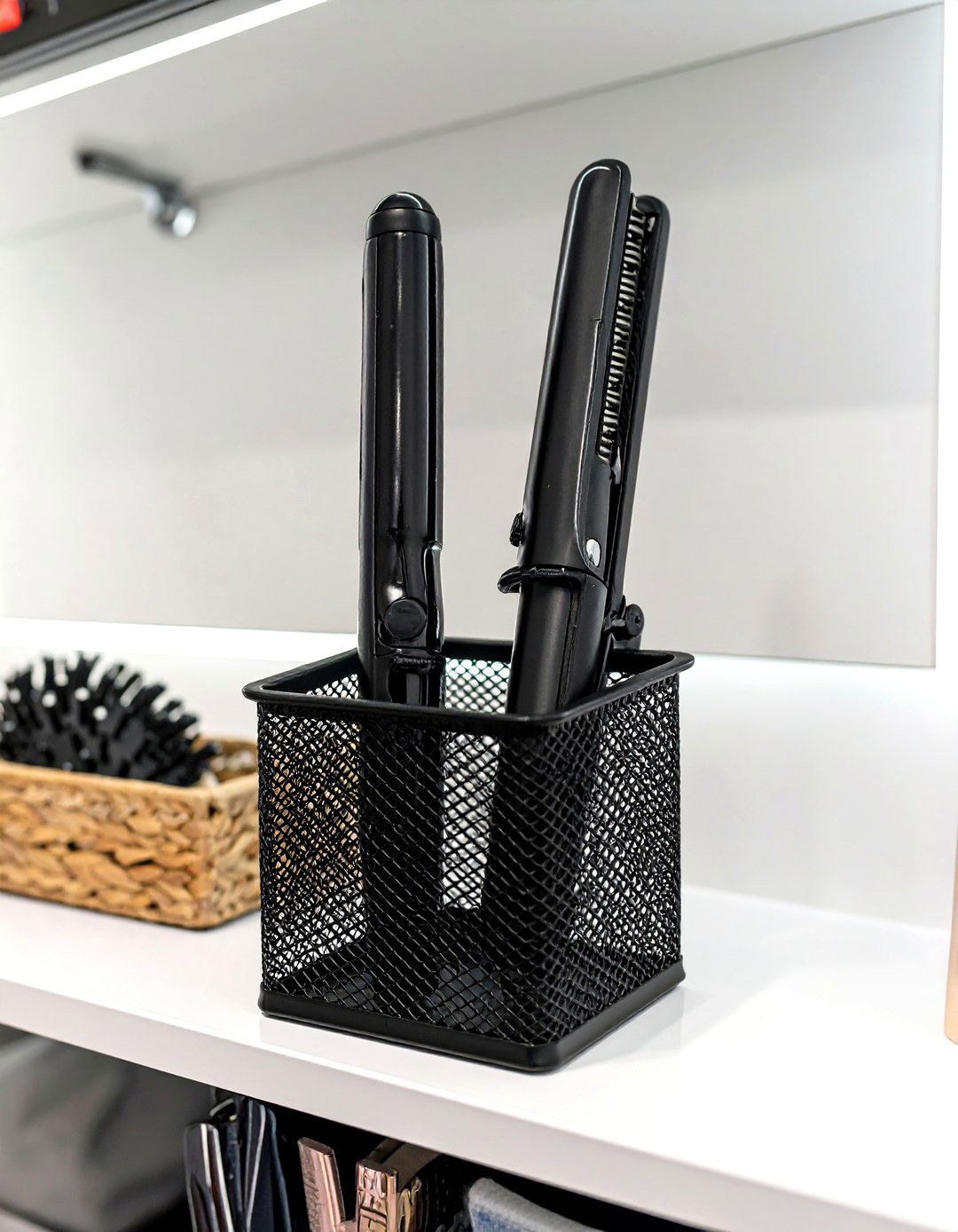 A File Sorter for Heat Styling Tools - 30 vanity organization ideas