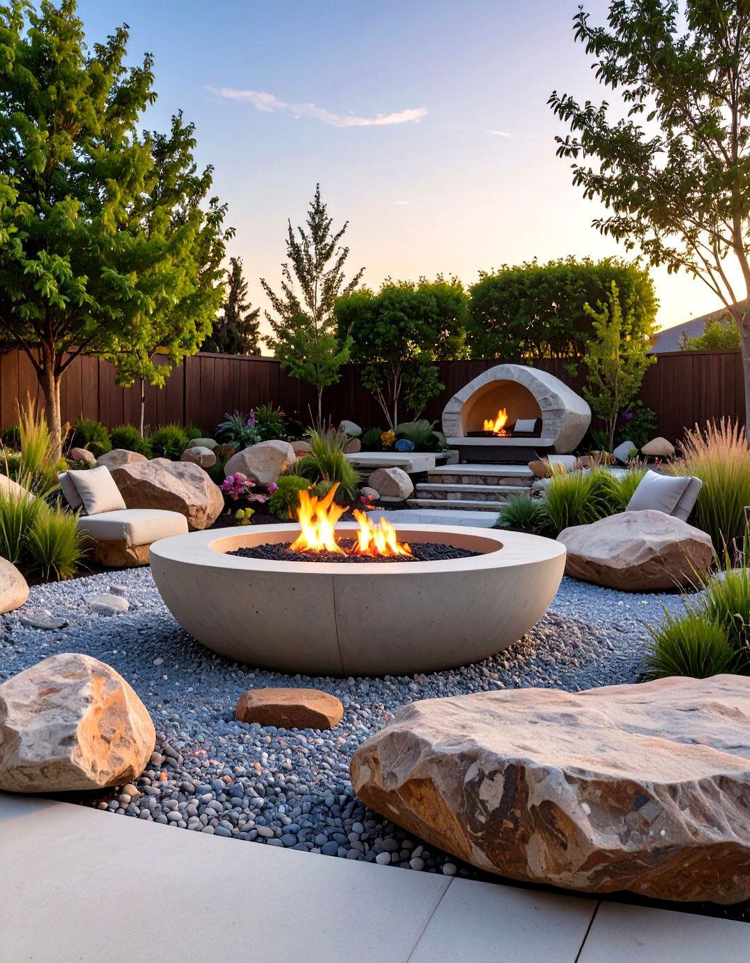 A Fire Pit Centered Rock Garden - 30 modern rock garden ideas