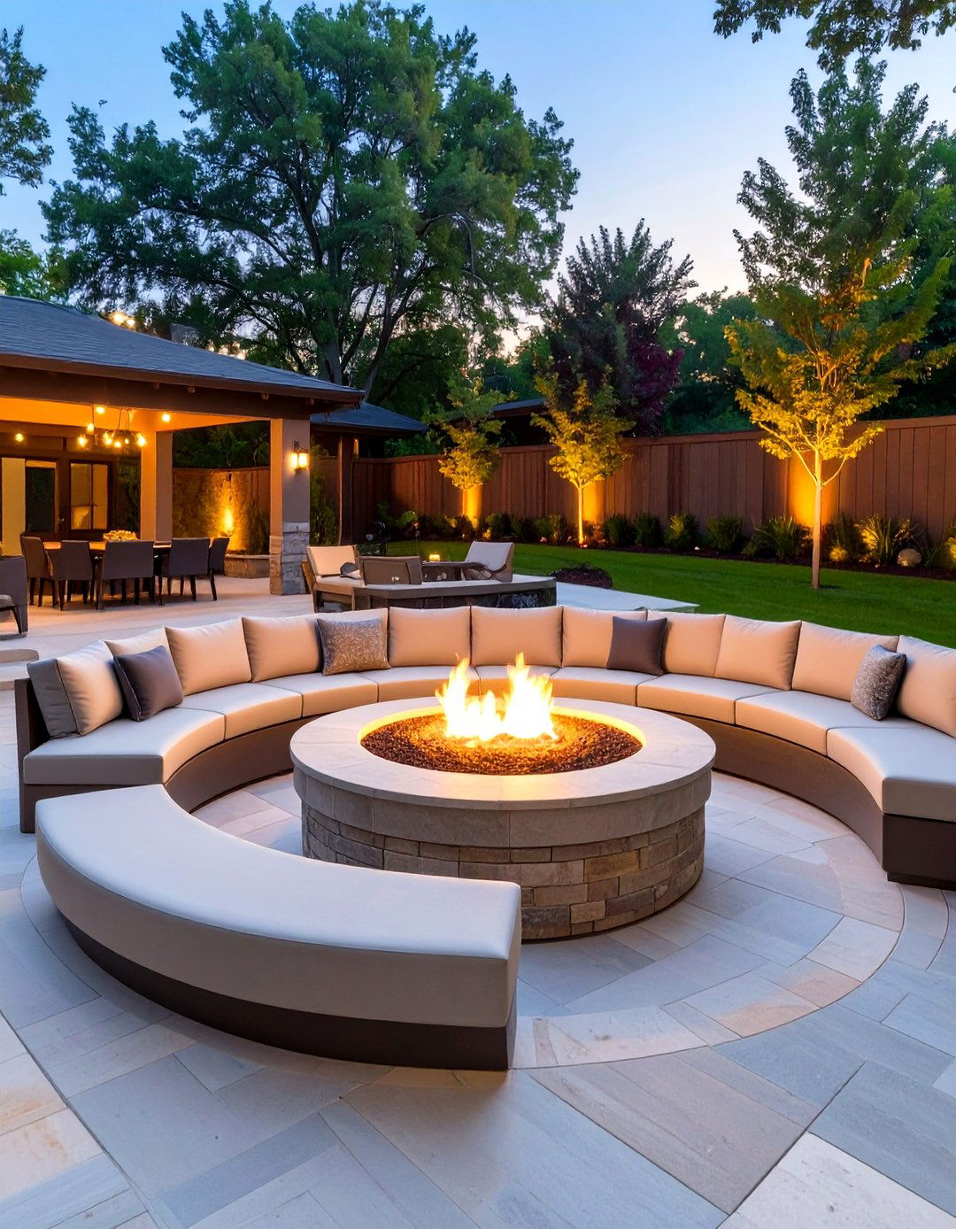 A Fire Pit Centric Social Hub - 30 design your backyard online free ideas