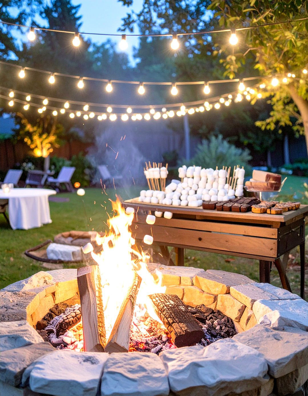 A Fire Pit and Smores Station - 30 small backyard wedding ideas