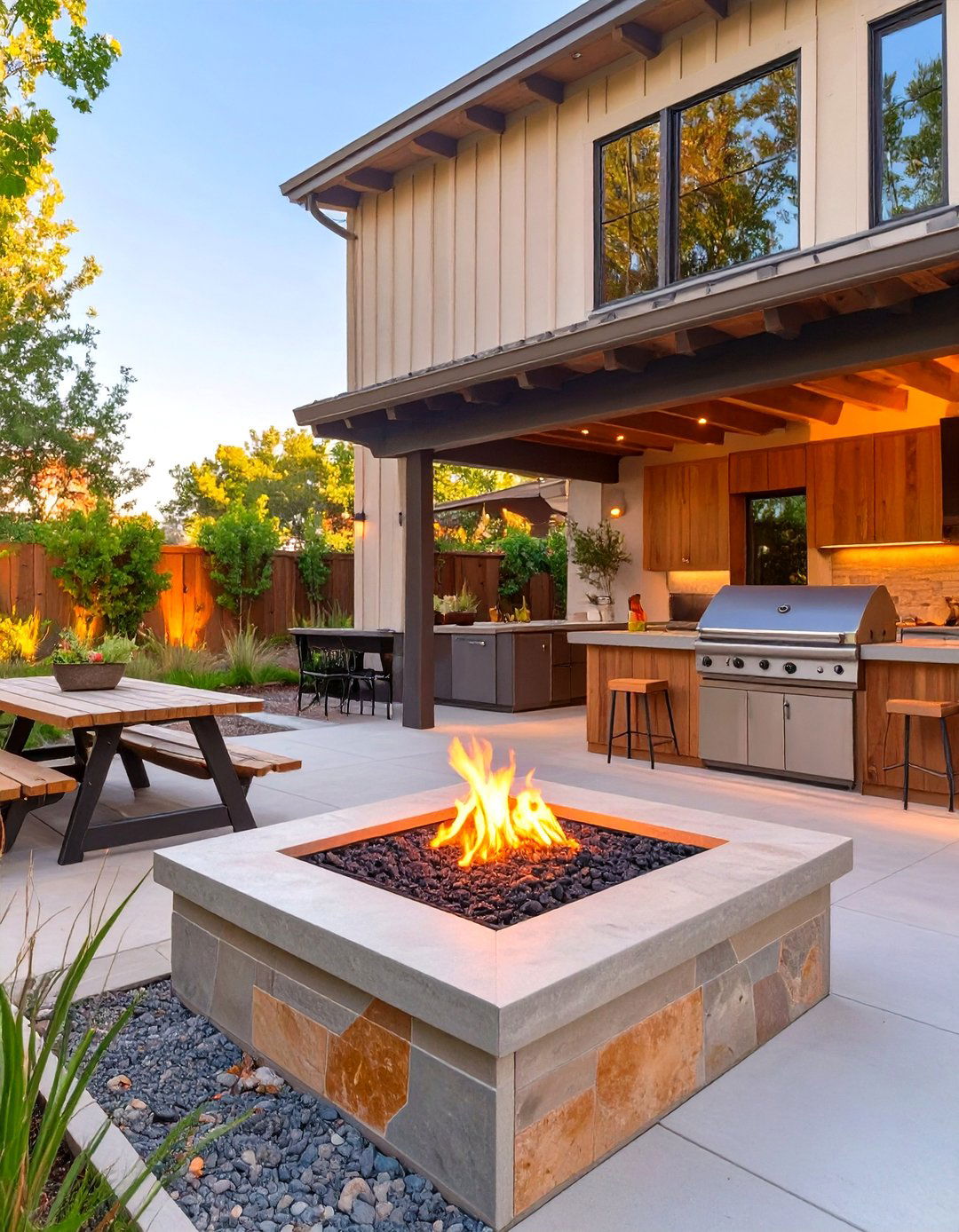 A Fire Pit with a Cooking Grate - 30 country backyard rustic fire pit ideas