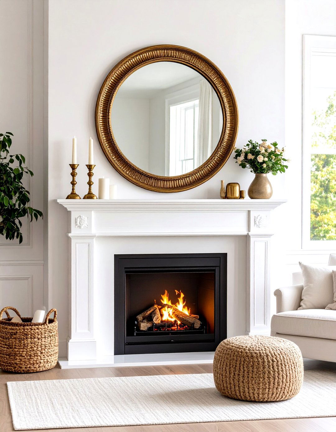 A Fireplace Mantel with Simple Decor - 30 pottery barn living room ideas