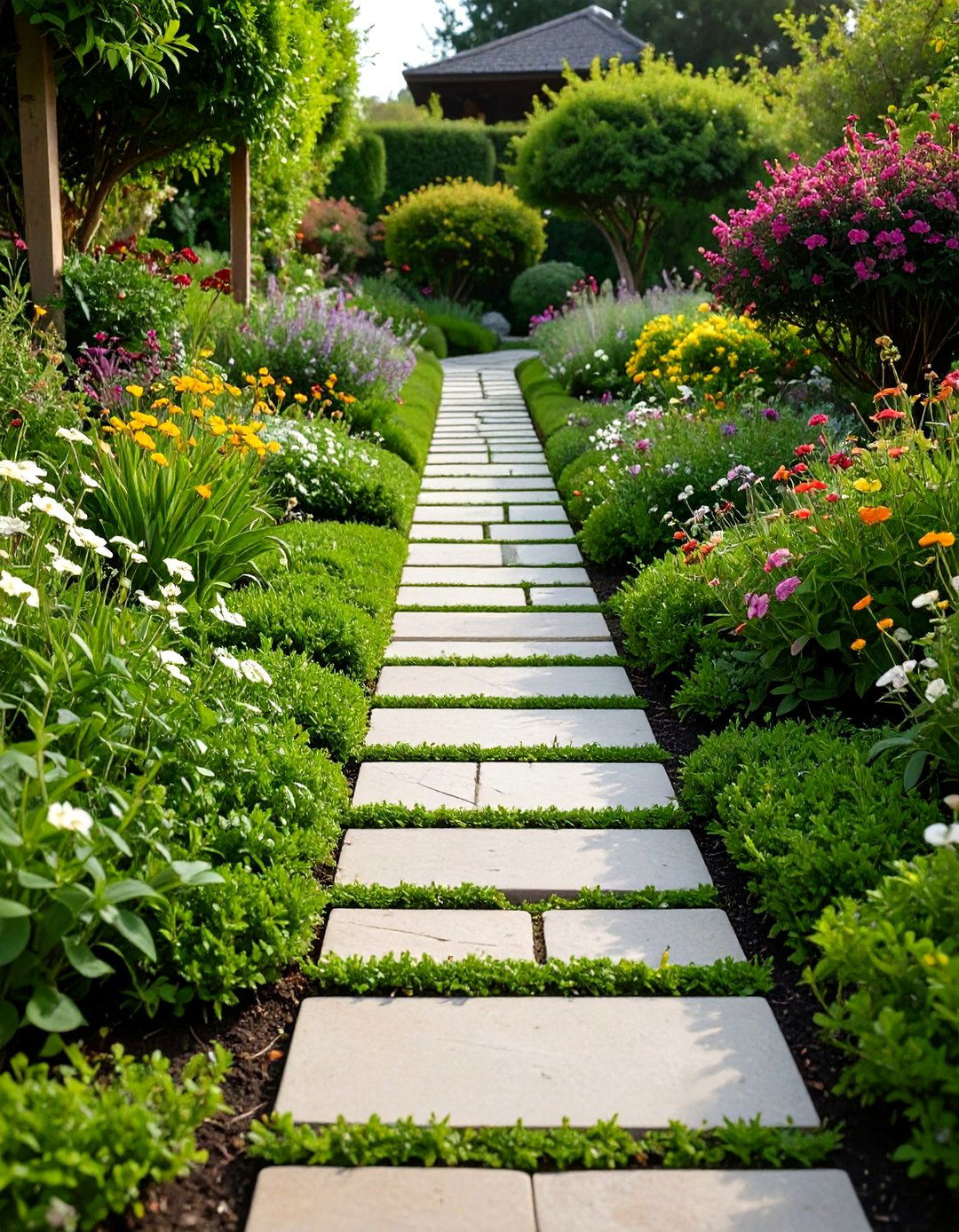 A Flagstone Walkway with Groundcover - 30 garden ideas with rocks