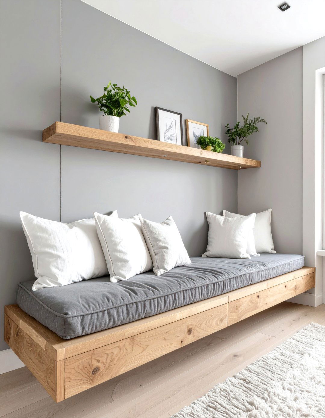A Floating Bedroom Ledge - 30 bedroom seating ideas