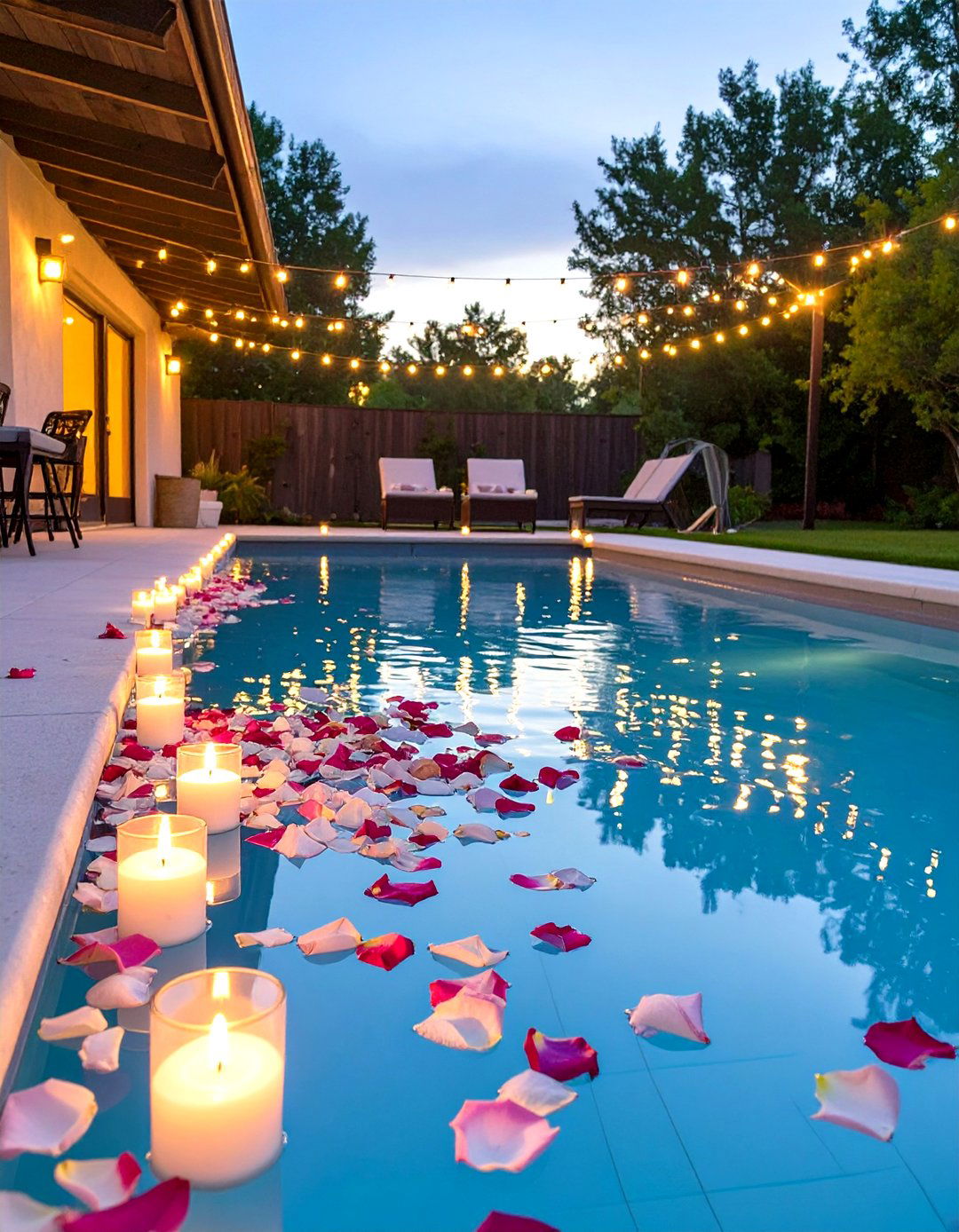 A Floating Candle Pond or Pool Display - 30 small backyard wedding ideas