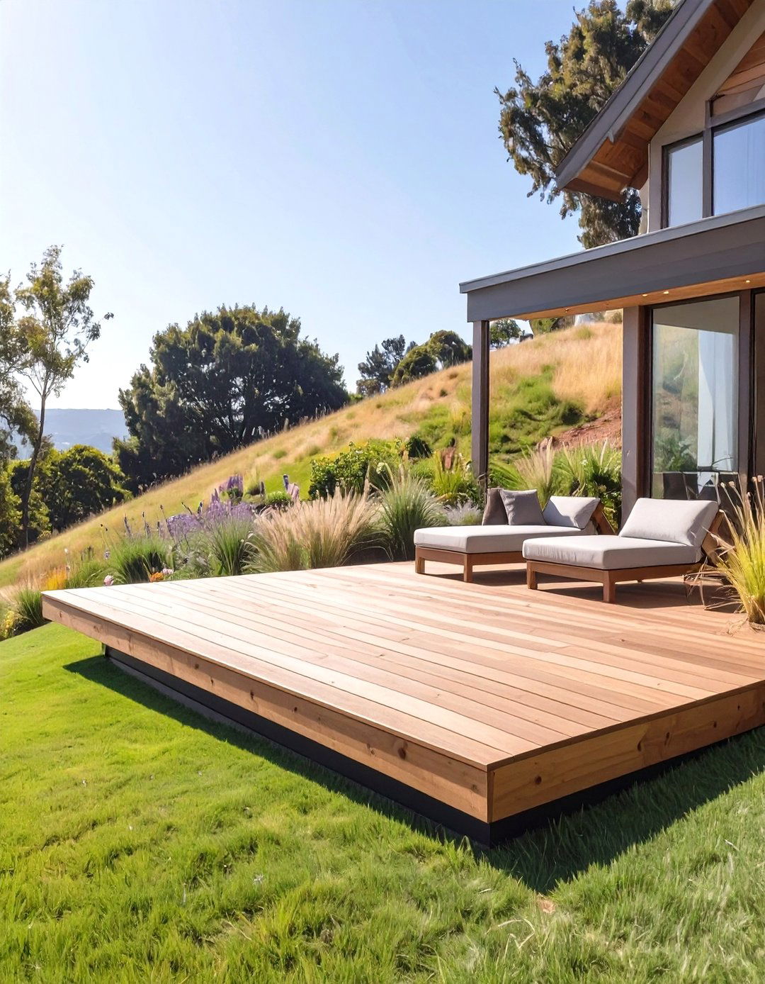 A Floating Deck for a Sloped Yard - 30 floating deck ideas
