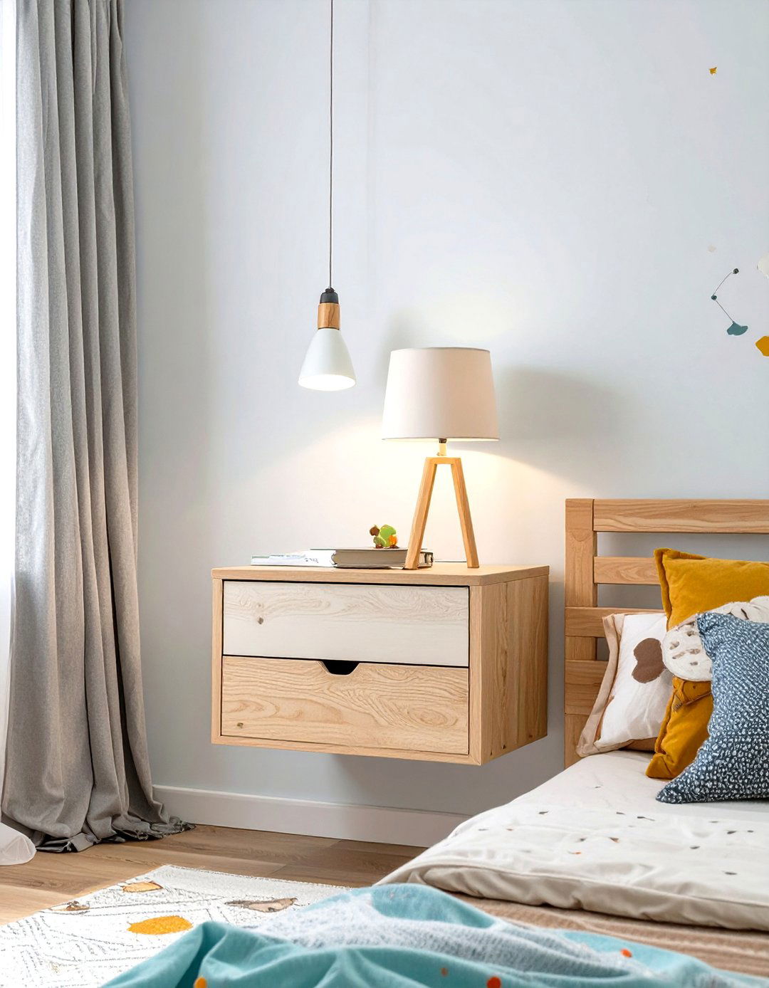 A Floating Nightstand - 30 small kids bedroom ideas