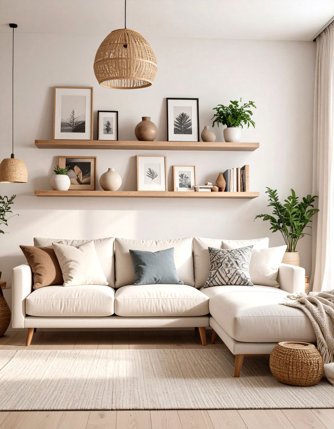 A Floating Shelf Art Ledge - 30 living room art ideas
