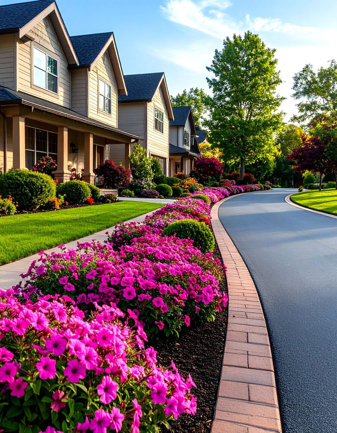 A Flower Bed Bordering the Driveway - 30 front yard flower bed ideas
